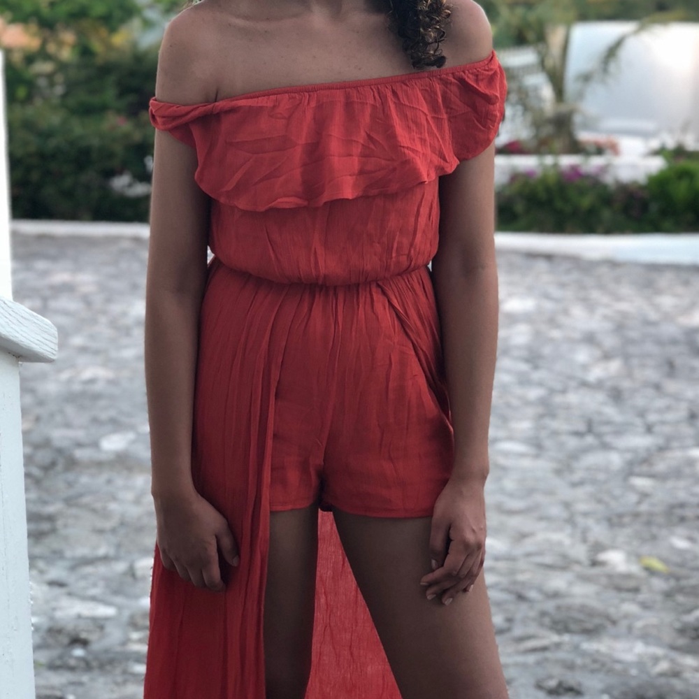 Elegant orange long romper